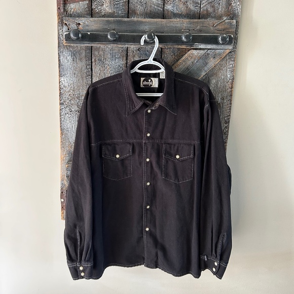 Men's Levi's Silver Tab Snap Button Long Sleeve Collared Shirt Black - Picture 1 of 4